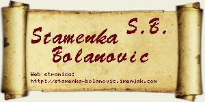 Stamenka Bolanović vizit kartica